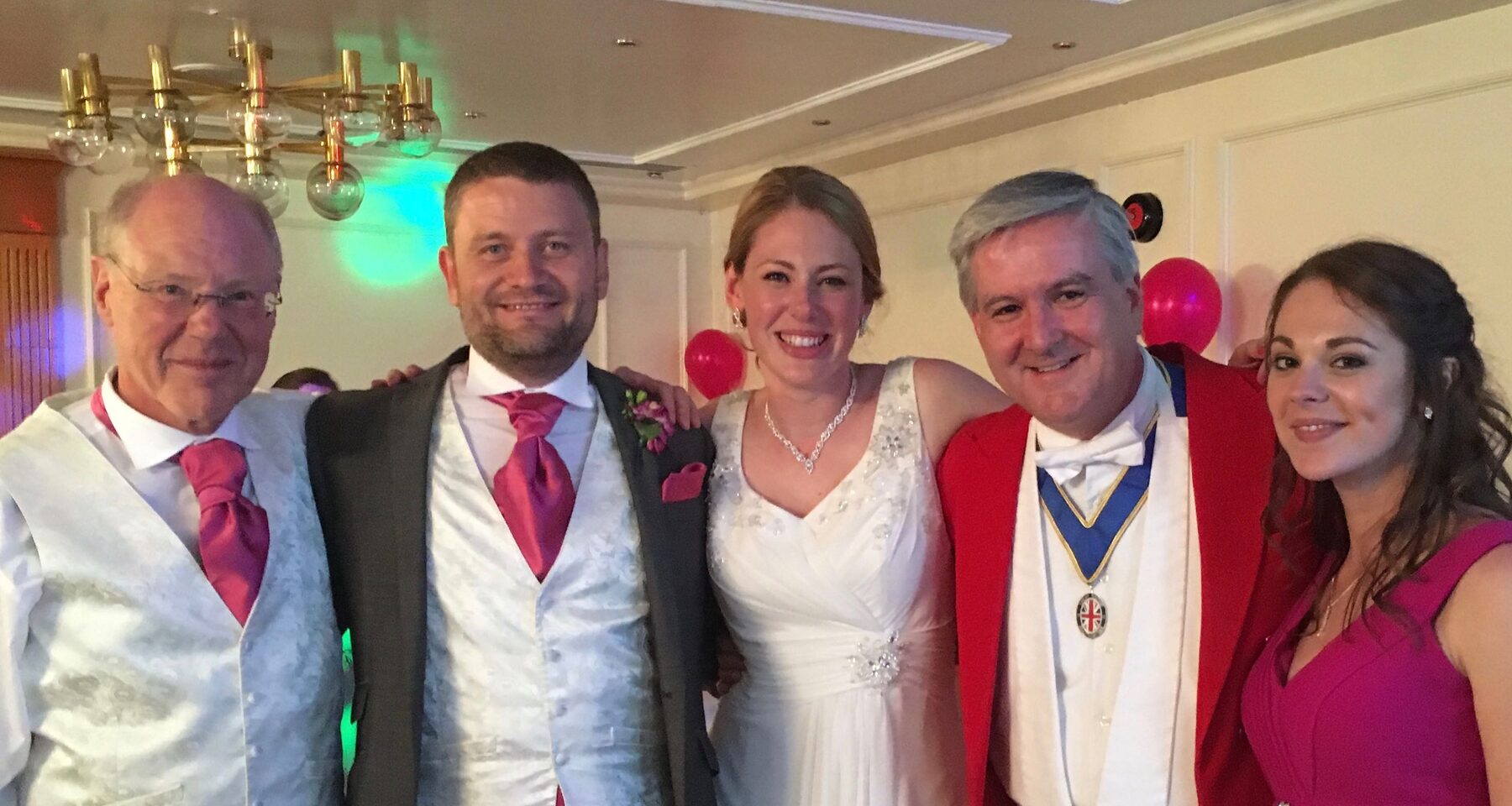 Andrew Morgan with a wedding party celebrating